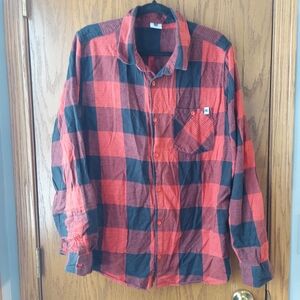 Men's Red and Black Checkered Jacket Dc Flannel XL